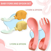 Baby Spoon and fork Set for Baby Feeding (CurvedCoral)